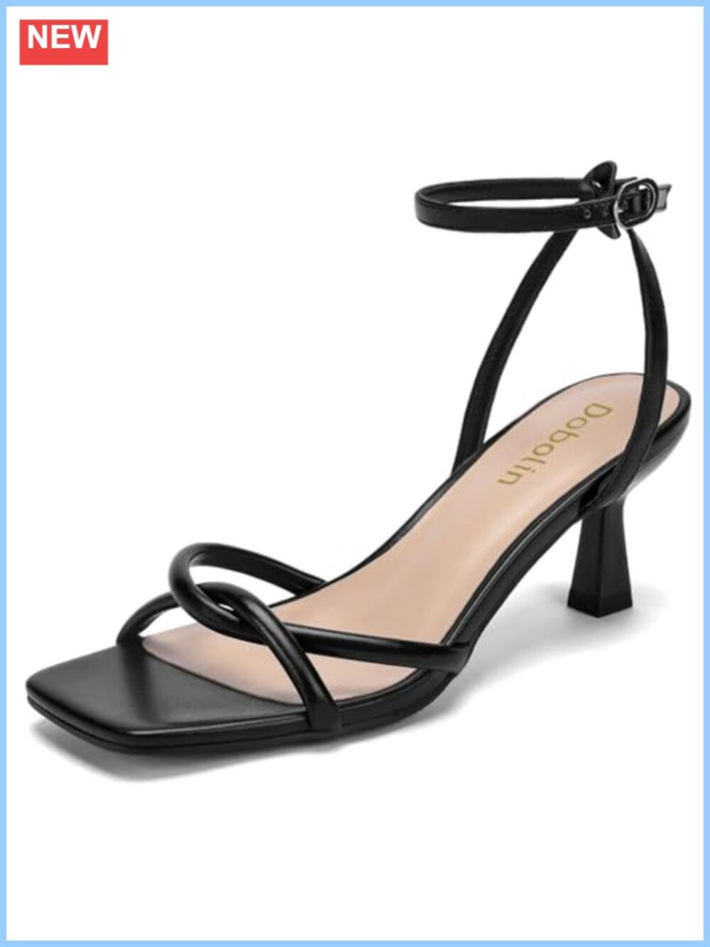 Wide Width Square Open Toe Kitten Heel Strappy Ankle Strap Sandals Dressy Party